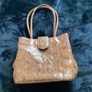 Helle Comfort by Ramu’s Bags, brown/tan, snakeskin print/ texture